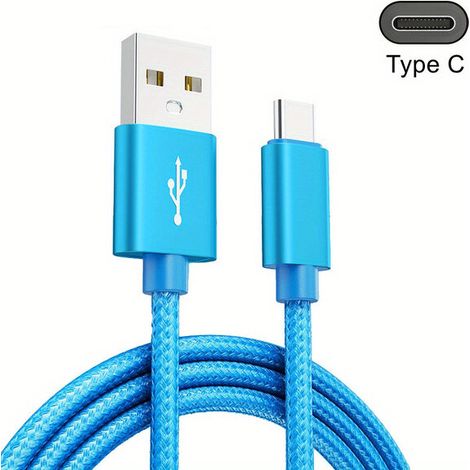 Cavo dati per computer, cavo di ricarica rapida USB-C, blu.