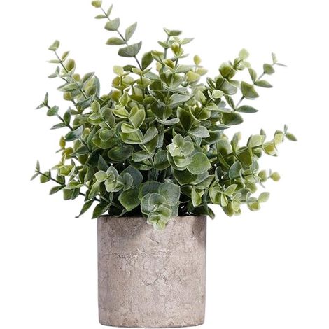 Plantas artificiales de interior，Mini plantas artificiales para decoración del hogar，Eucalipto artificial para uso en interiores en dormitorios (1/5)