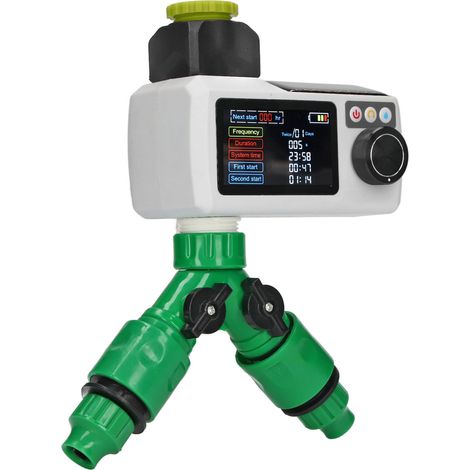 Solarbetriebener Bewässerungstimer mit 1,2-V-Ni-MH-Akku, Regensensor, Doppelanschluss und automatischer Gartensprenganlage (1/5)