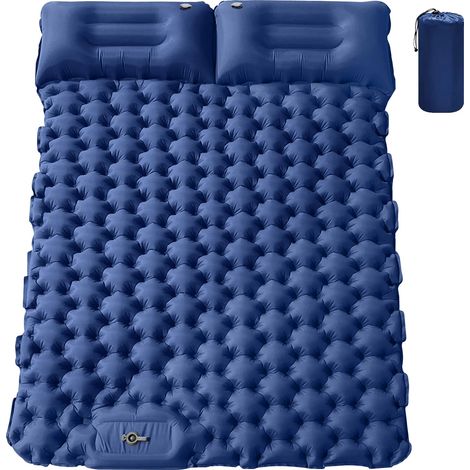 Colchoneta de camping, diseño inflable, bomba incorporada, azul, 196x125x9CM-a (1/2)