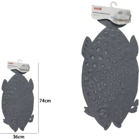 Trade Shop - Alfombra Antideslizante Pvc Bañera Ducha Gris Peces 74x36 Cm 59616 -