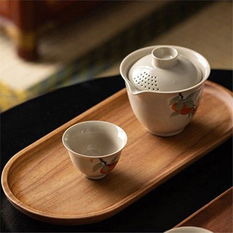 Assiette de Table en Bois, Ronde ou Rectangulaire, Style Japonais, pour Desserts, Fruits et Thé, Style A1 (1/5)