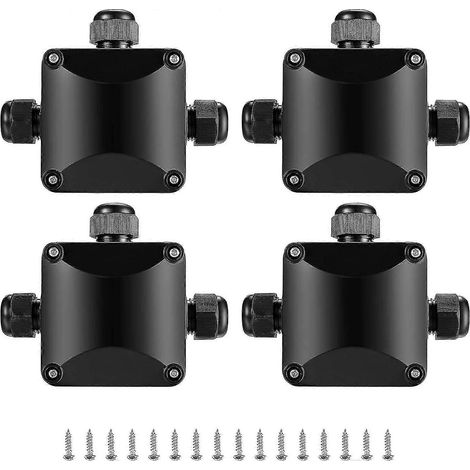 IP68 wasserdichte 3-Wege-Anschlussdose für Außenbeleuchtung, 6,5–10,5 mm², 4er-Pack, Schwarz (1/5)