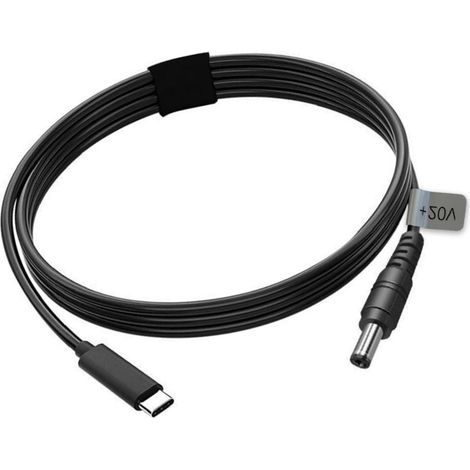 Câble d'alimentation USB C vers DC 10m 32,8ft 20V 5A Sortie Type C Mâle vers DC 5,5x2,1mm Mâle pour Chargeur PD 100W (1/5)