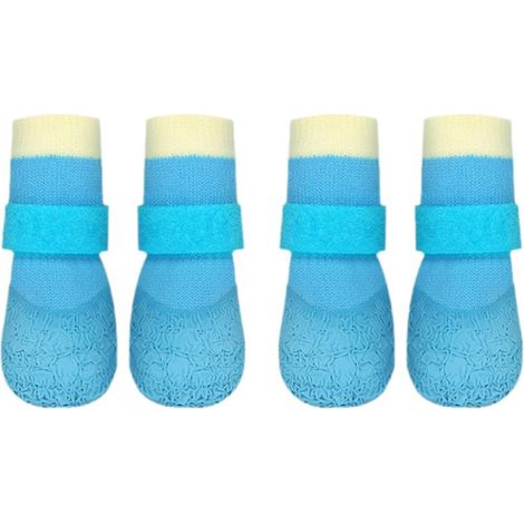 Stivali e cuscinetti per zampe per cani, ideali per superfici calde, scarpe antiscivolo per pavimenti in legno, per cani di peso compreso tra 7 e 10 libbre (circa 3-5 kg), taglia M, colore blu. (1/5)