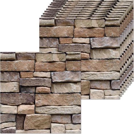 10 Pièces Panneau 3D Mural Papiers Peints en Pierre Aspect 30x30cm Panneaux Muraux Autocollants pour Balcon,Cuisine,Chambre à Coucher,Salon (1/5)