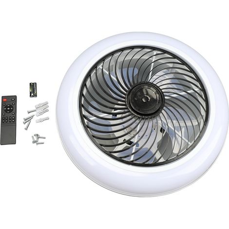 Ventilateur de plafond avec éclairage intégré, 6 vitesses, intensité variable, silencieux et moderne, montage encastré, télécommande incluse, idéal pour une chambre à coucher (110-265 V). (1/3)