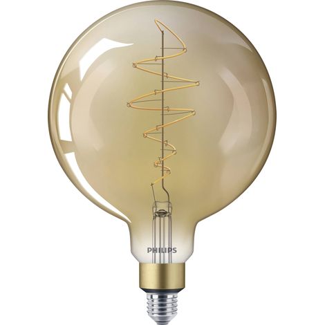 Philips LED E27 Ampoule Globe géante (G200) a Filament spiralé Dorée 40W Dimmable Lumière blanche extra chaude - 1 pièce (1/5)