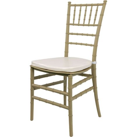 Chaise de banquet de mariage Furvero Chiavari, coussin en similicuir PP couleur champagne-pistache N (1/5)