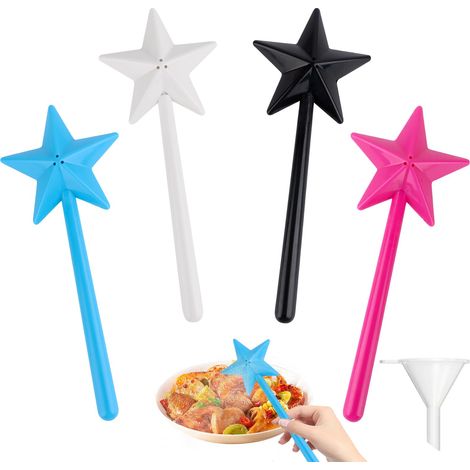 4 Pièces Salt and Pepper Shakers Magic Wand, Salière et Poivrière Baguette Magique, Avec 1 Entonnoir, Distributeur à Épices Magique Rechargeable pour la Cuisine en Camping en Voyage (1/5)