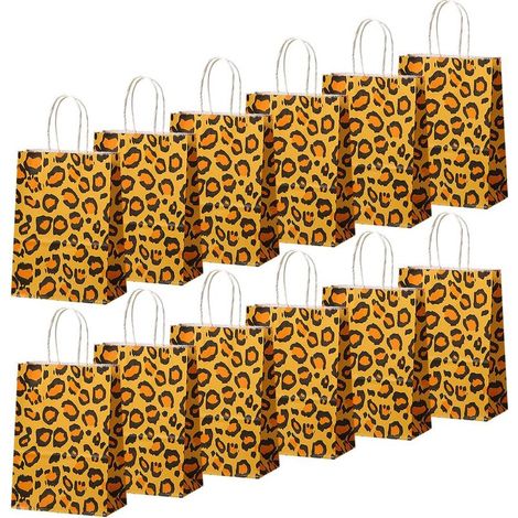 Lot de 12 Sacs Cadeaux en Papier imprimé Animal sur Le thème des Animaux, Sacs à friandises sur Le thème de la Jungle, Sacs Cadeaux (1/4)