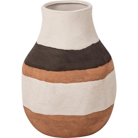 Vase Rayé en Grès "Uma" 29cm Multicolore