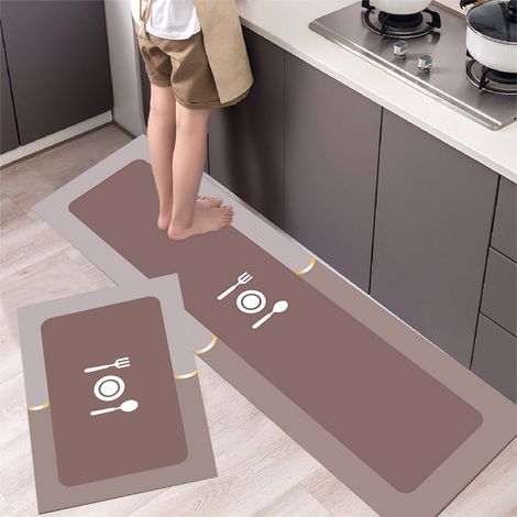 Tapis De Cuisine - Anti-Fatigue - Imperméable Et Antidérapant - Pour Salle De Cuisine Bureau Lavanderie Évier - 40x60 Cm Et 40x120 Cm - Lot De 2