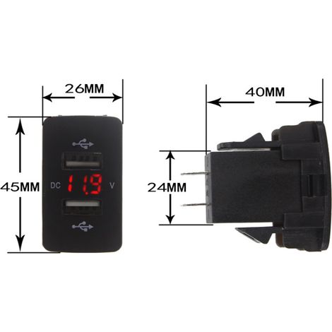 Chargeur Voiture USB Double 12-24V Afficheur Tension Vert pour Civic CR Fit CITY (1/5)