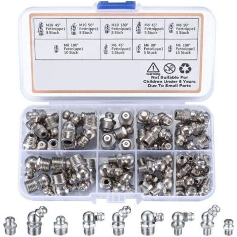 Pair Kit de graisseurs M6 M10 60 pièces avec boîte plastique, pour entretien mécanique