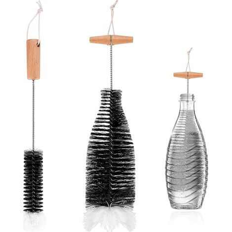 2 PcsBrosse de Nettoyage de Bouteilles, Goupillon Compatible avec Bouteille en Verre Sodastream, Brosse Bouteille Nettoyage, Brosses de Nettoyage pour Bouteilles en Verre Carafe en Verres (1/5)