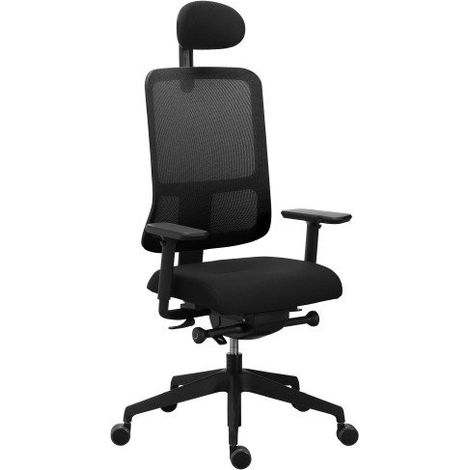 Chaise de bureau Ofys maille avec accoudoirs 4D et appui-tête noir - Maxiburo (1/5)