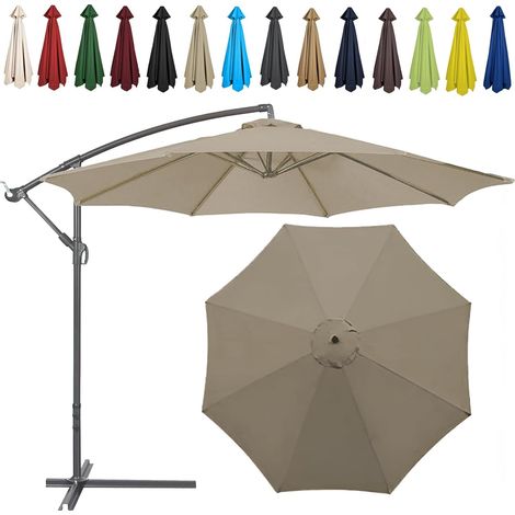 Auvent De Remplacement pour Parasol , Toile De Parasol Déporté Remplacement Pour Cour, Jardin, Plage, Protection UV,6ribs-250cm,Vert Foncé