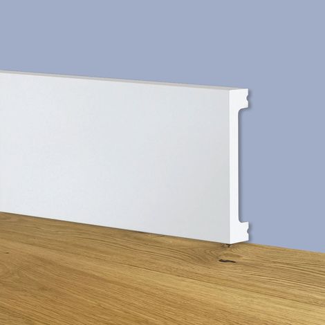 Battiscopa SQUADRATO BIANCO Passacavo 75x13mm in POLIMERI - Polistrutturato (prezzo al metro)