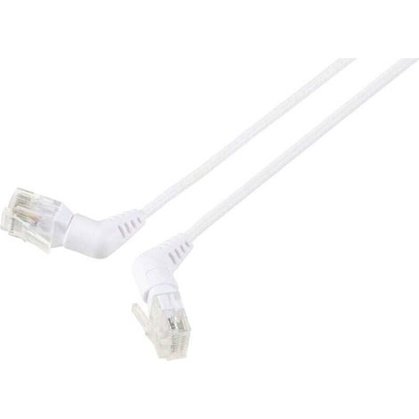 RF-6071558 RJ45 Câble réseau, câble patch CAT 6 U/UTP 0.50 m blanc Contacts enfichables orientables à 360°, Câble de sortie coudé 1 p V234403 (1/3)