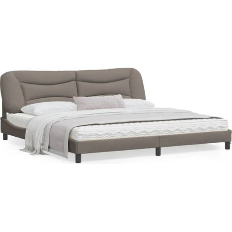 Cadre de lit avec tête de lit Taupe 200x200 Tissu (1/5)