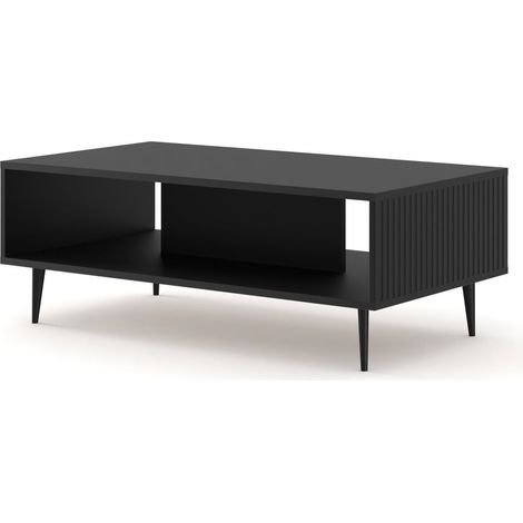 Table basse Noir mat 90x60x43 RAVI B FILET Pied noir
