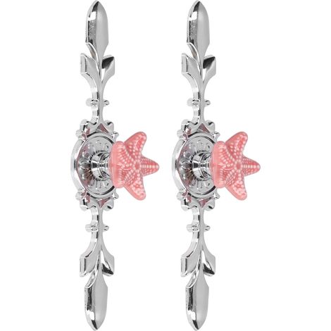 Lot de 2 poignées de tiroir modernes chinoises, alliage zinc céramique rose, pour armoire et cuisine, motif étoile de mer 1088D (grand modèle) (1/5)