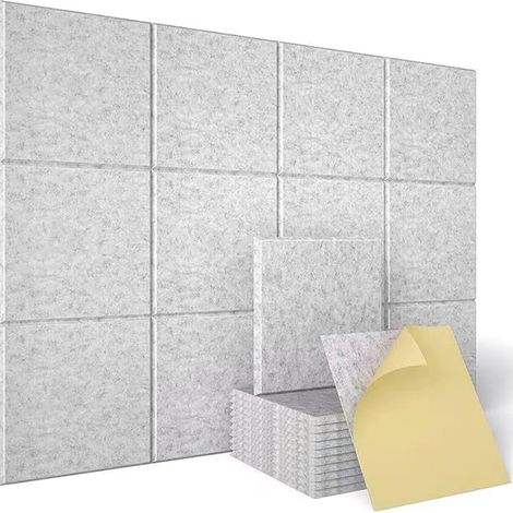 Lot de 12 Panneaux Acoustiques Autocollants 30x30 cm - Isolation Phonique pour Mur, Plafond, Porte, Chambre et Salon Gaming (Traitement Acoustique Modulable) (1/5)