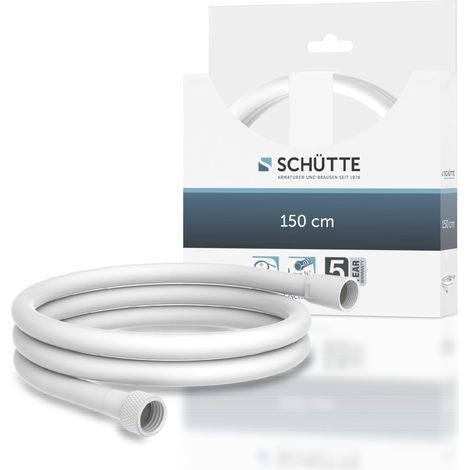 SCHÜTTE Tubo Doccia 1,5m Con Protezione Antitorsione Lunghezza 150cm in Plastica Attacco Universale Bianco (1/4)