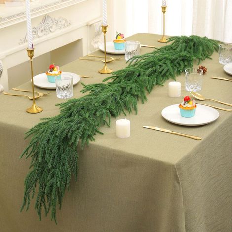 Guirnalda de pino estéreo realista de 270 cm, vegetación para mesa, repisa, pared, decoración navideña para interiores y exteriores, B (1/5)