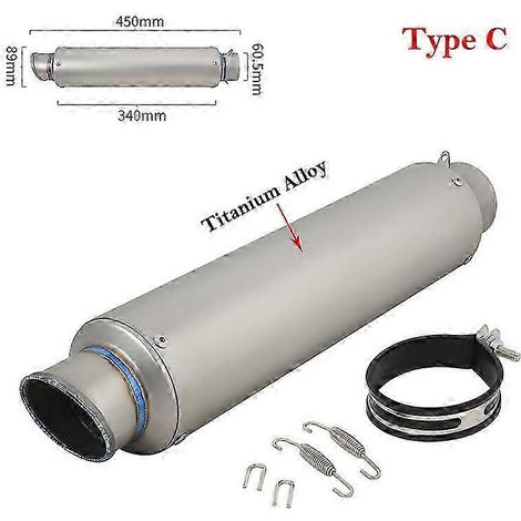 Pot d'échappement universel pour moto, silencieux en alliage de carbone et de titane modifié, 60 mm, pour Honda, BMW et Yamaha (Type C1) (1/5)
