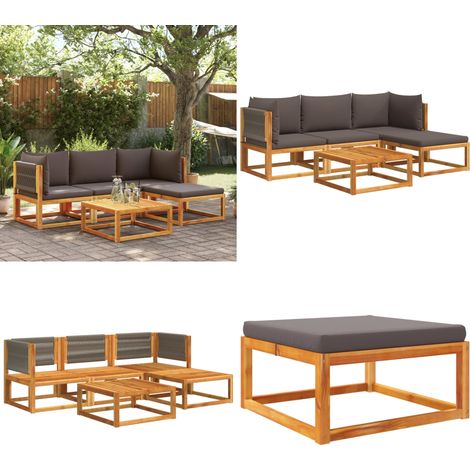 Salon de jardin avec coussins 5 pcs Bois d'acacia solide - Canapé De Jardin - Salon De Jardin - Meuble Extérieur - Acacia - Design Moderne - Home & Living (1/5)