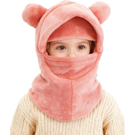 Kinder Sturmhaube Fleece warm winddicht mit Halswärmer für Jungen Mädchen 3-8 Jahre Rot (1/5)