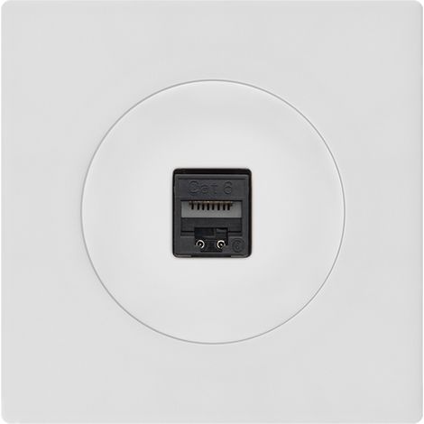 Prise RJ45 Cat6 blanc glossy DOM avec plaque simple blanc – Connectivité performante et design épuré (1/5)