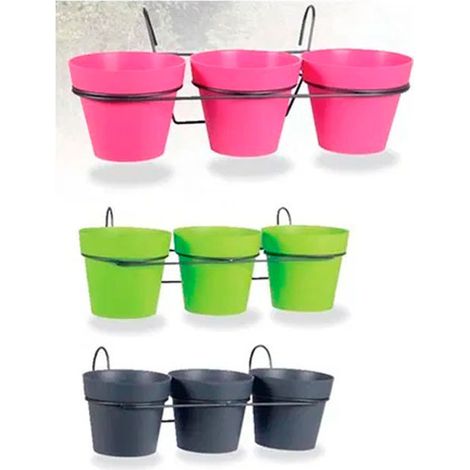 EDA maceta toscane 15 3 piezas + soporte vd/mo , Maceta Toscane 13 5P+Sop. VD/MO. -Marca: EDA. -Set de 3 macetas pequeñas + soporte. -Resistencia contra el gel y los rayos UV. -Fab