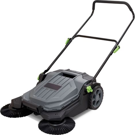 Balai à main autotracté, largeur de balayage de 65 cm, bac à déchets de 18,9 litres, poignée pliable réglable en hauteur et en angle, idéal pour allées, jardins, garages et terrasses. (1/5)