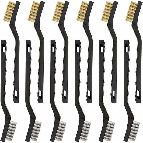 Lot de 12 mini brosses métalliques en acier inoxydable et laiton (1/5)