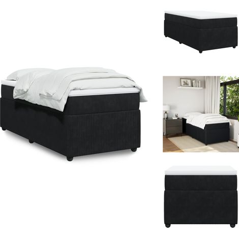 Sommier à lattes de lit avec matelas Noir 90x190 cm Velours - Sommier À Lattes De Lit - Sommiers À Lattes De Lit - Lit - Meuble De Chambre À Coucher (1/5)