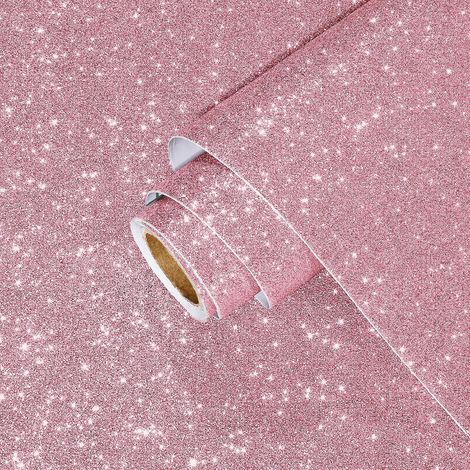 Papier Peint Rose Paillettes pour Chambre Fille Rouleau Adhesif Pour Meuble Coiffeuse Papier Peint Decoratif Paillettes Rose Revetement Adhesif Meuble Papier Peint Autocollant 40cm x 200cm (1/5)