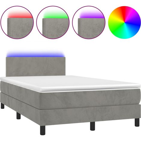 Maison Exclusive - Boxspringbett mit Matratze & LED Hellgrau 120x
