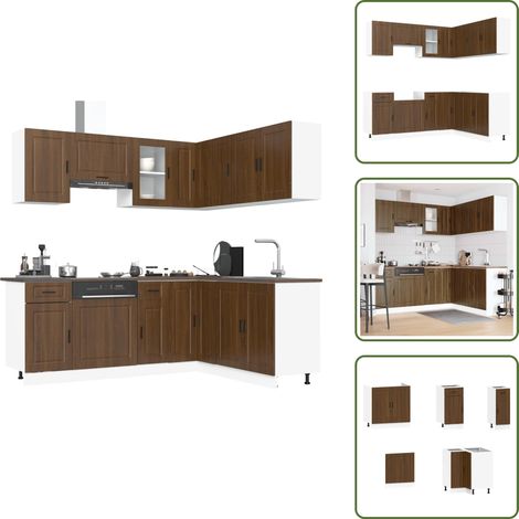Mobili da cucina con piedini regolabili - vidaXL Set Mobili da Cucina 11 pz Porto Rovere Marrone in Truciolato - Mobili da cucina marrone