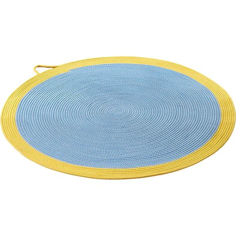Tapis tressé grattage et repos pour chiens et chats, diamètre 100cm. Design réversible avec glands, en fibre naturelle, lavable. (1/5)