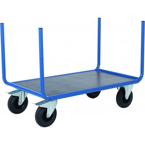 PROVOST - Chariot industriel Promax sans ridelle - Structure acier, plateau bois antidérapant, bleu RAL 5019, charge 500 kg (1/2)