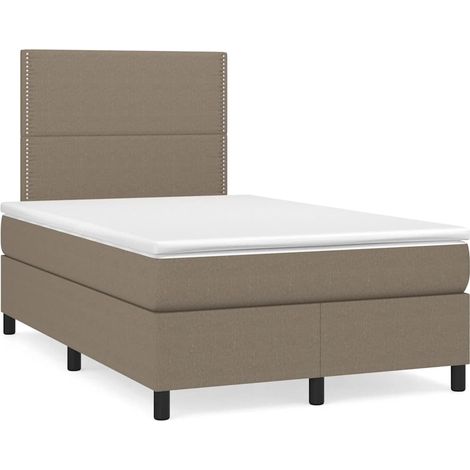 Cama box spring con colchón y LED tela gris taupe 120x190 cm (1/5)