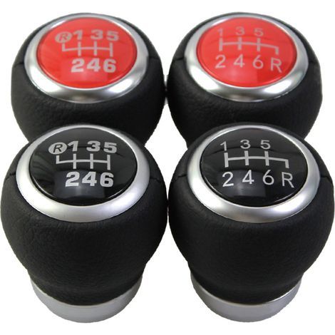 Ein Set roter 6-Gang-Schaltknäufe (R oben links) für Subaru-Schaltgetriebe, passend für Swift-, Civic- und Swift-Modelle. (1/4)