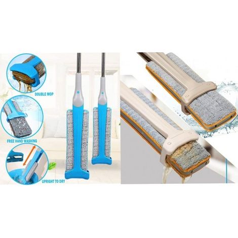 Balai Autonettoyant Balayeur Microfibre Ramasseur De Poussière Laveur De Sol Séchoir