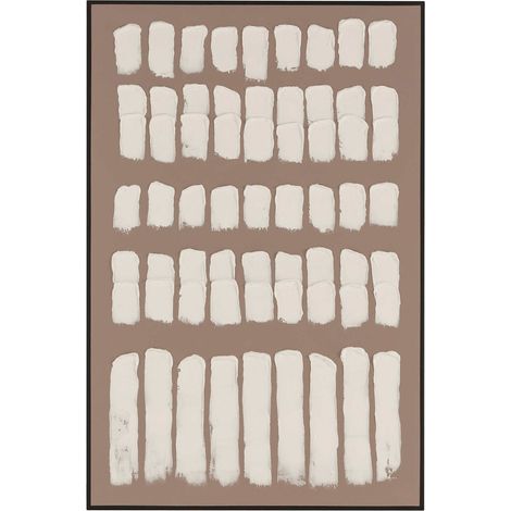 Toile abstraite blanche noire et brune pour décoration murale élégante - Brun texturé blanc touches noires (1/3)