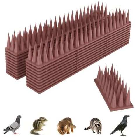 BUNTHAUS Pic Anti Pigeon, 5.7M Anti Pigeon pour Balcon Plastique, Repulsif Chat Kit, Repulsif Oiseaux pour Effrayer, Corbeaux, Moineaux, Chats - 20 Pièces Brun (1/5)
