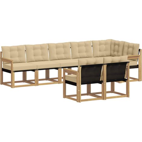 Conjunto de sofás de exterior con cojín 8 pcs y Beige vidaXL