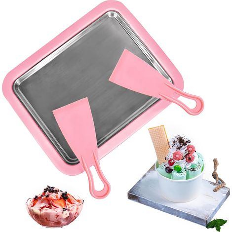 Machine à glace, moule à rouleau de crème glacée avec 2 spatules, moule à glace, machine à glace, machine à rouler la glace DIY, convient pour la crème glacée, les sucettes glacées et le yaourt glacé (1/5)
